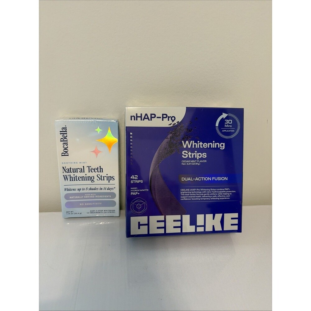 CEELIKE nHAP-Pro Whitening Strips 42ct & BocaBella Natural Strips 14ct Lot New